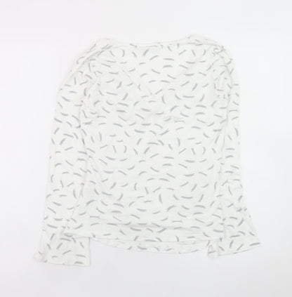 Blooming Marvellous Women's White Grey Wrap Long Sleeve Top Size 8 Viscose Blend