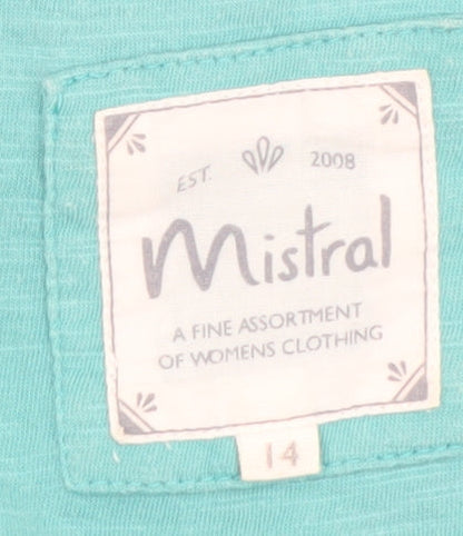 Womens UK Size 14 Mistral Green Tunic Blouse