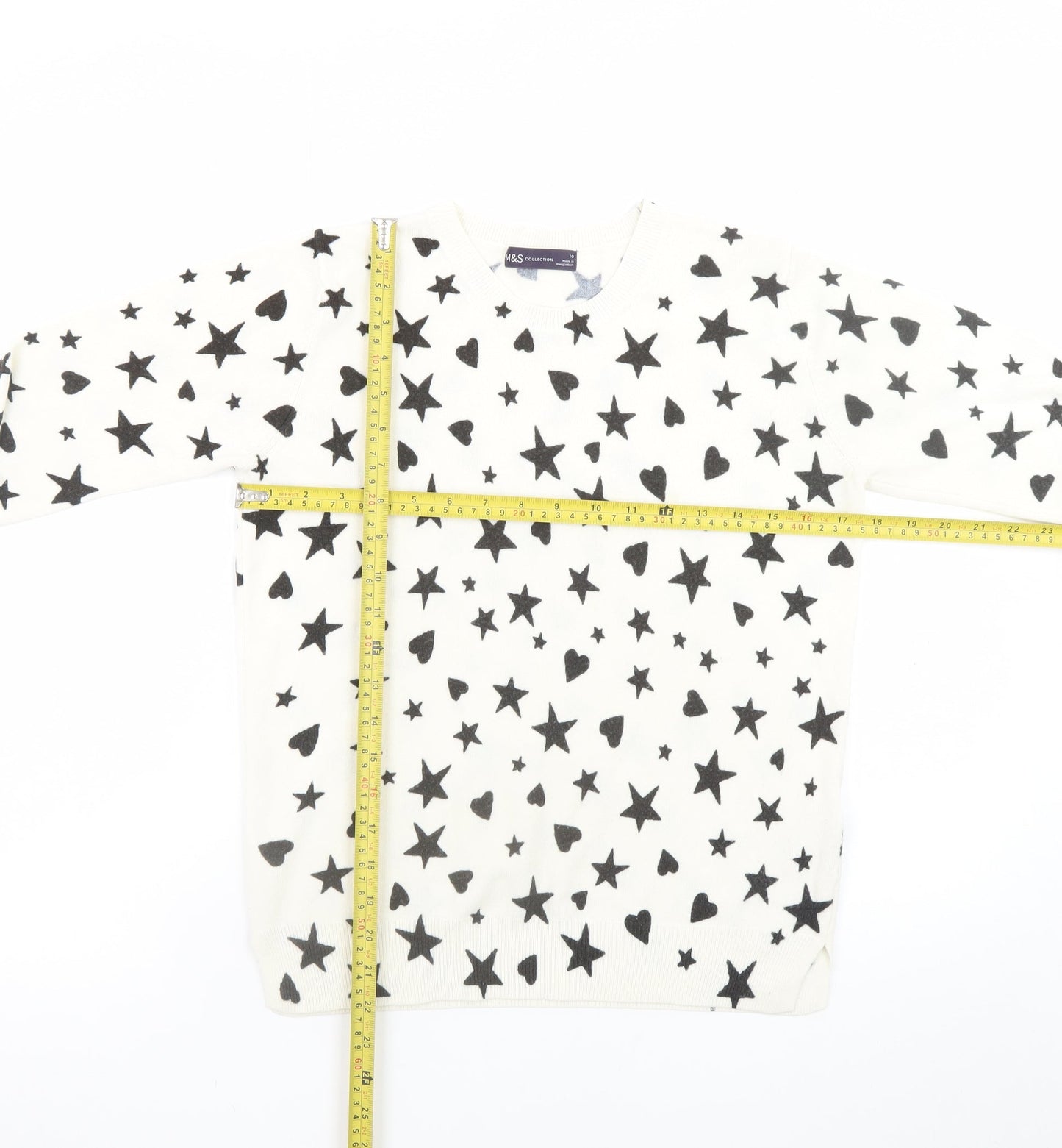 Womens UK Size 10 Marks and Spencer White Pullover Jumper