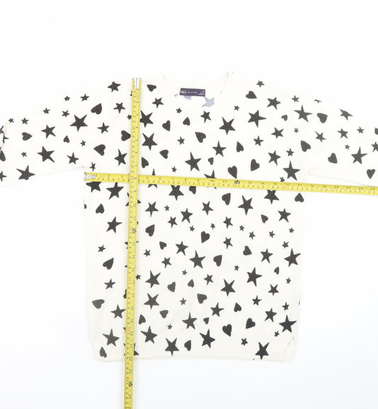 Womens UK Size 10 Marks and Spencer White Pullover Jumper
