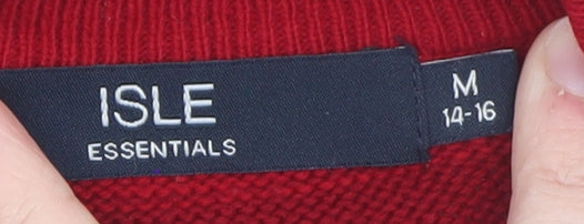 Womens UK Size 14 ISLE Essentials Red Pullover Jumper