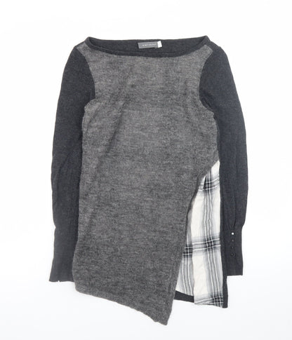 Mint Velvet Women Grey Size 10 Asymmetric Knit Dress