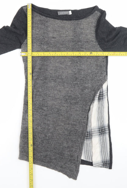 Mint Velvet Women Grey Size 10 Asymmetric Knit Dress
