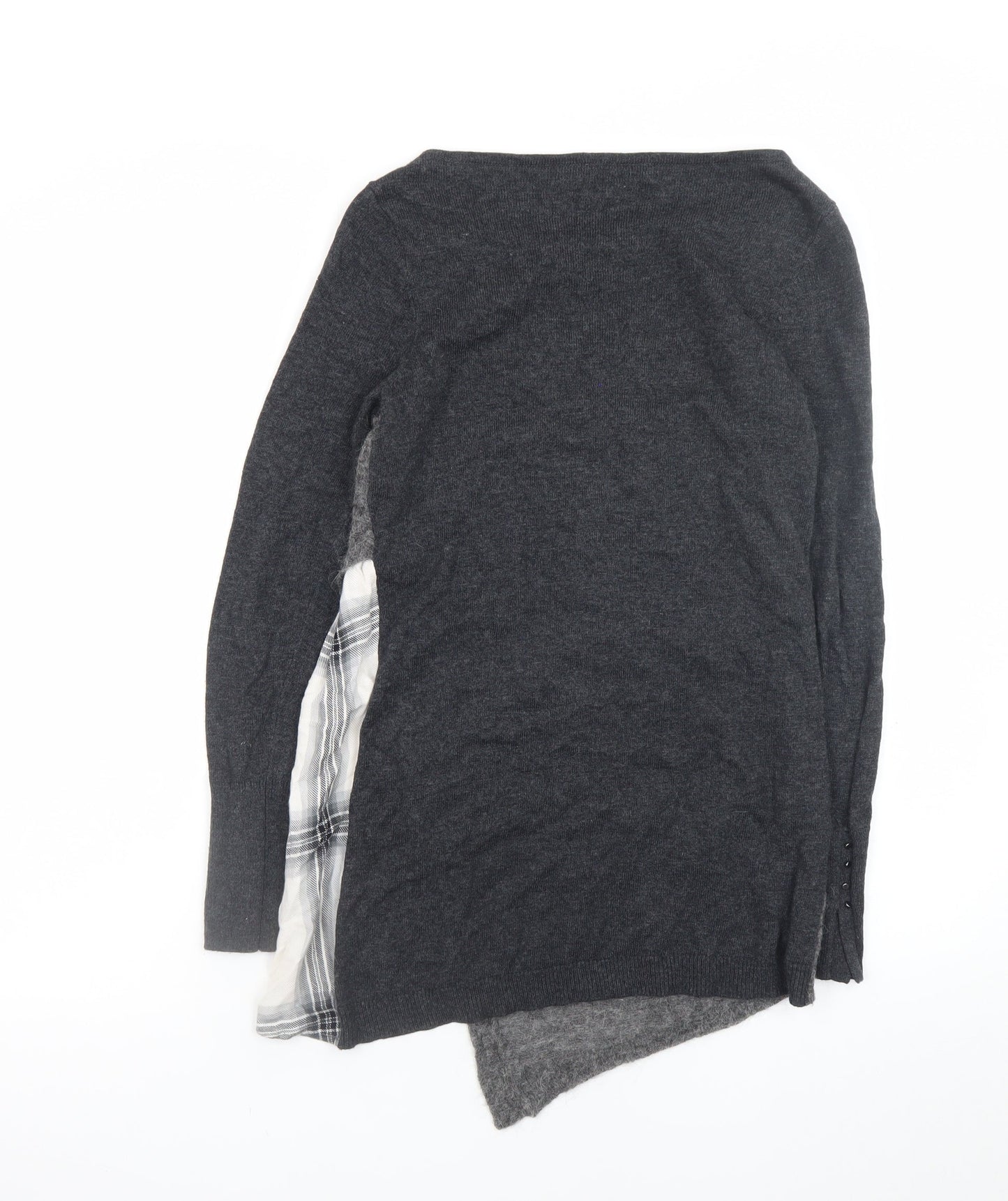 Mint Velvet Women Grey Size 10 Asymmetric Knit Dress
