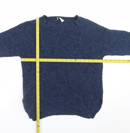Wrap Women’s Blue Cotton Crew Neck Long Sleeve Jumper Size 12