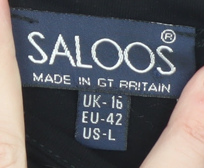 Womens UK Size 16 Saloos Black Tunic Blouse