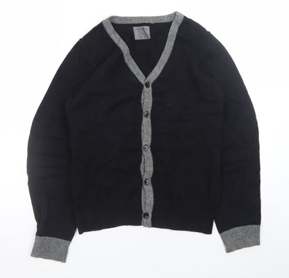 Next Teens Black Cotton V-Neck Button Cardigan Size 13 Yrs