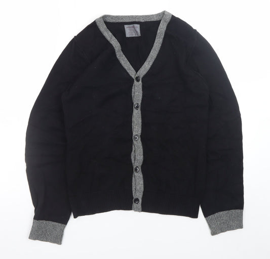 Next Teens Black Cotton V-Neck Button Cardigan Size 13 Yrs