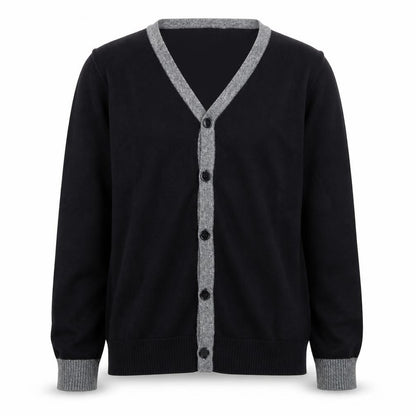 Front view of Next Teens Black Cotton V-Neck Button Cardigan, size 13, Yrs