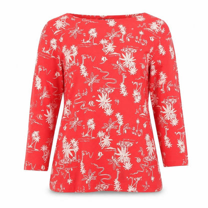 Marks and Spencer Women’s Red Tropical Print Cotton T-Shirt Size 14