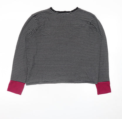 Warehouse Women's Black Striped Long Sleeve Jersey T-Shirt Size 16
