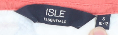 Isle Essentials Women's Multicoloured Floral Collared Long Sleeve Cotton Top Size S 10-12