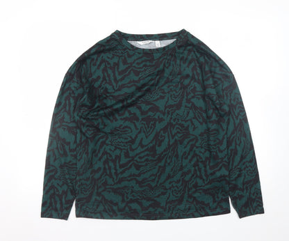 b.young Womens Green Black Long Sleeve Jersey Top Size S