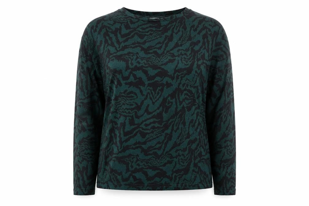 b.young Womens Green Black Long Sleeve Jersey Top Size S