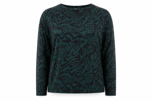 b.young Womens Green Black Long Sleeve Jersey Top Size S