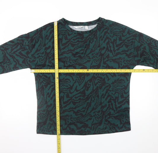 b.young Womens Green Black Long Sleeve Jersey Top Size S