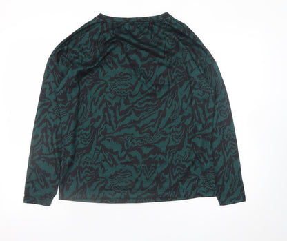 b.young Womens Green Black Long Sleeve Jersey Top Size S