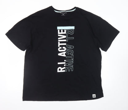 Mens UK Size L River Island Black  T-Shirt