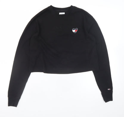 Tommy Jeans Womens Black XS Cropped Long Sleeve T-Shirt