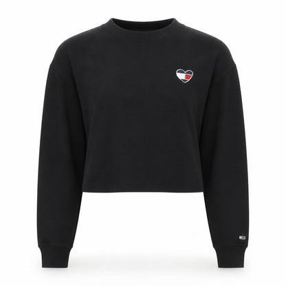 Tommy Jeans Womens Black XS Cropped Long Sleeve T-Shirt