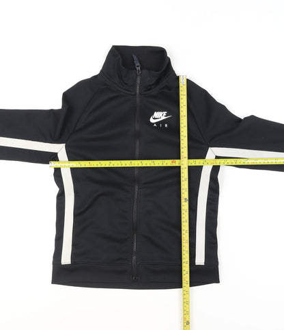 Nike Girls Black Track Jacket 11-12 Years Full Zip Polyester Athletic Style