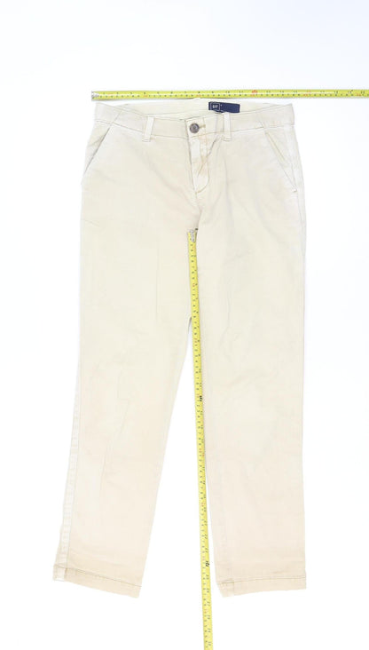 GAP Women Beige Chino Trousers Size 4 Regular Cotton Stretch