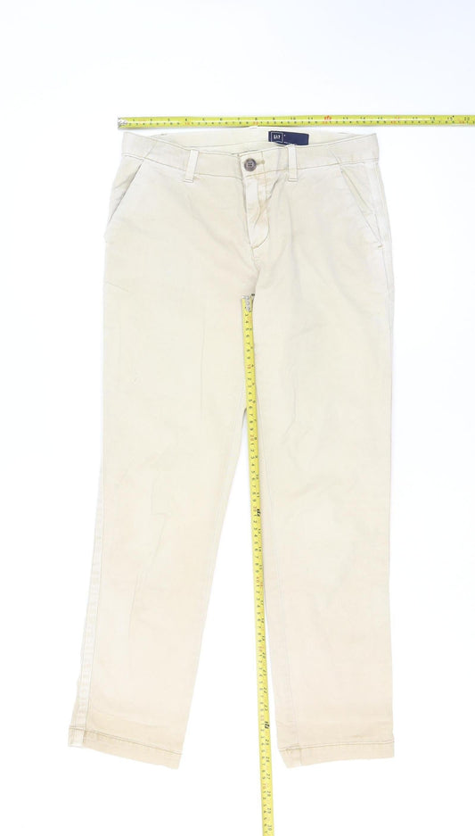 GAP Women Beige Chino Trousers Size 4 Regular Cotton Stretch