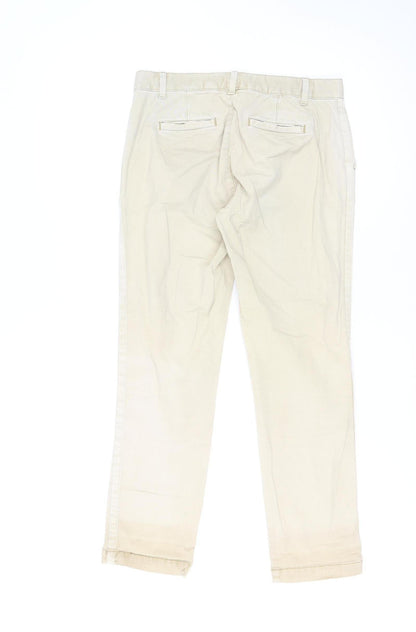 GAP Women Beige Chino Trousers Size 4 Regular Cotton Stretch