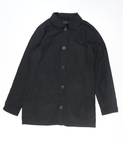 French Connection Men's Black Mid-Length Button Overcoat Size M