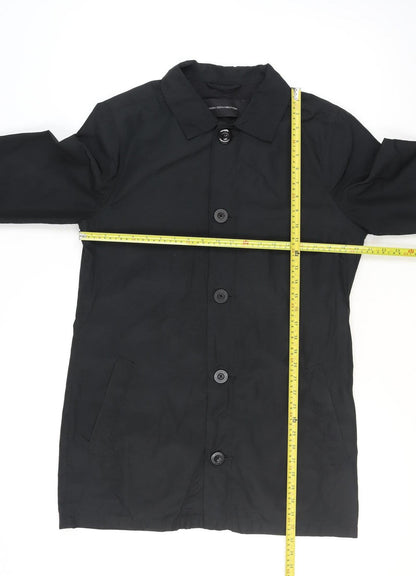 French Connection Men's Black Mid-Length Button Overcoat Size M