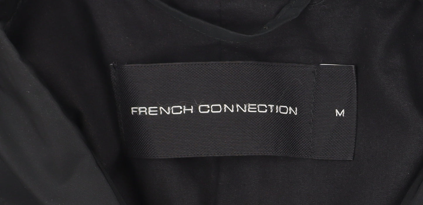 French Connection Men's Black Mid-Length Button Overcoat Size M