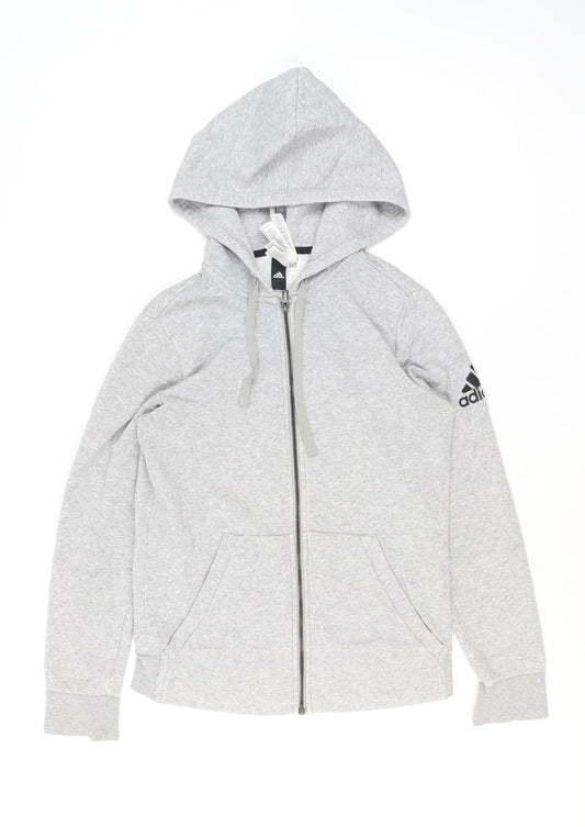 Womens UK Size M adidas Grey Full Zip Hoodie