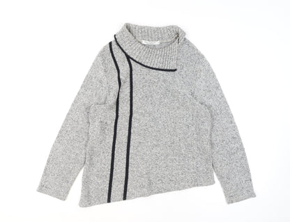 Anne Cramond Womens Grey Cowl Neck Chunky Knit Jumper Size L