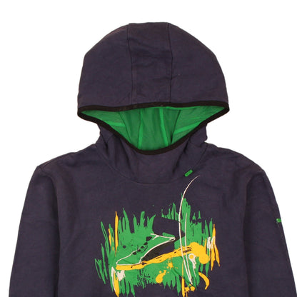 Puma Boys Black Pullover Hoodie 14 Years with Green Graphic Print