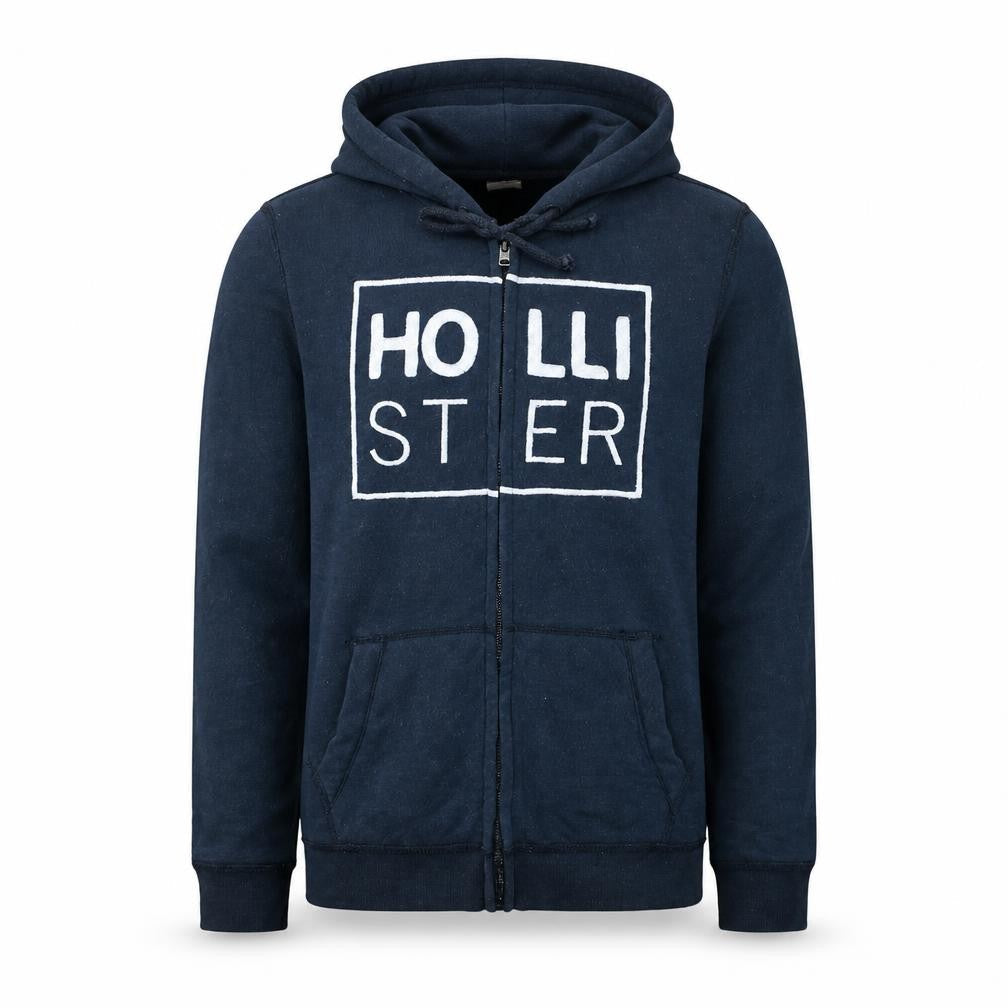 Mens UK Size M Hollister Blue Full Zip Hoodie