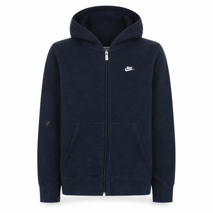 Front view of Nike boys’ black full zip hoodie 13-15 years cotton fleece sportswear