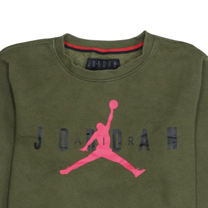 Jordan Boys Green Black Sweatshirt Crew Neck Fleece Regular Fit 10-11 Years