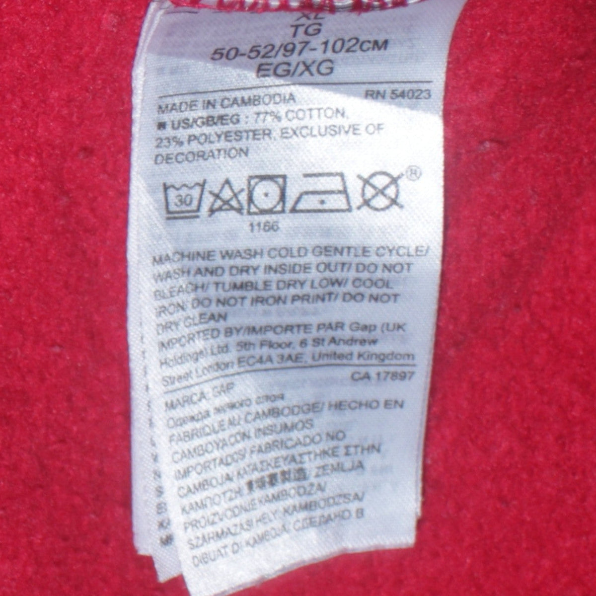 Gap Mens Red XL Crew Neck Logo Pullover Sweatshirt