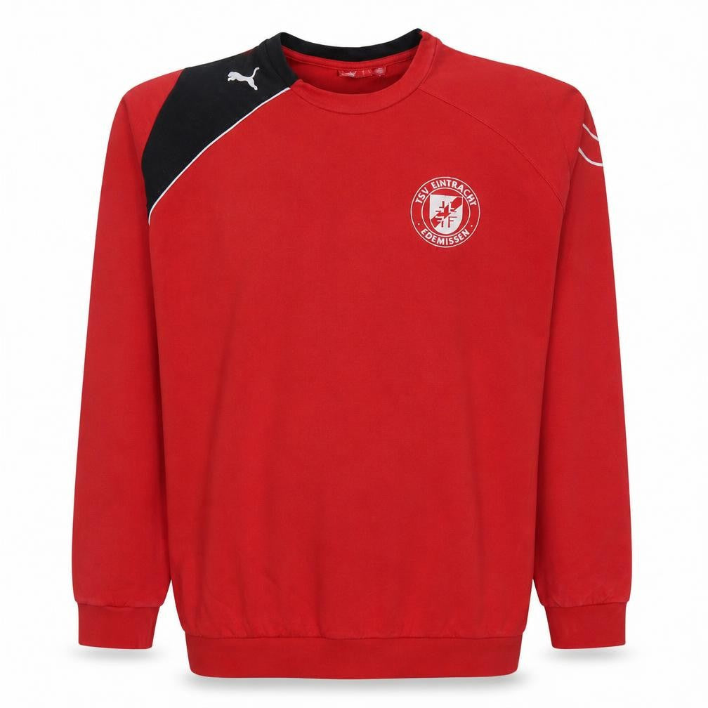 Front view of Puma Men Red Black Crew Neck Long Sleeve Sweatshirt L Football Style