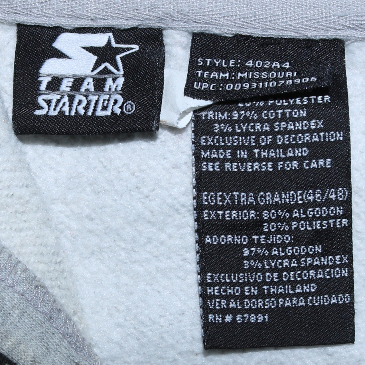 Mens UK Size XL Starter Grey Pullover Hoodie
