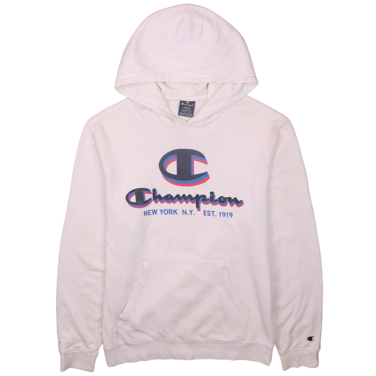 Mens UK Size L Champion White Pullover Hoodie