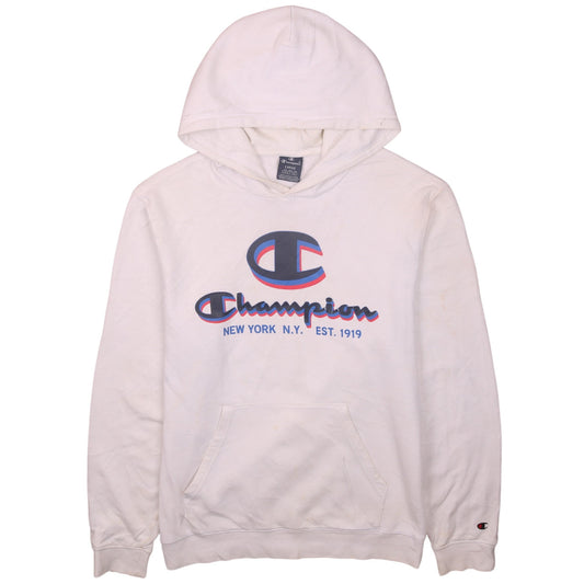 Mens UK Size L Champion White Pullover Hoodie