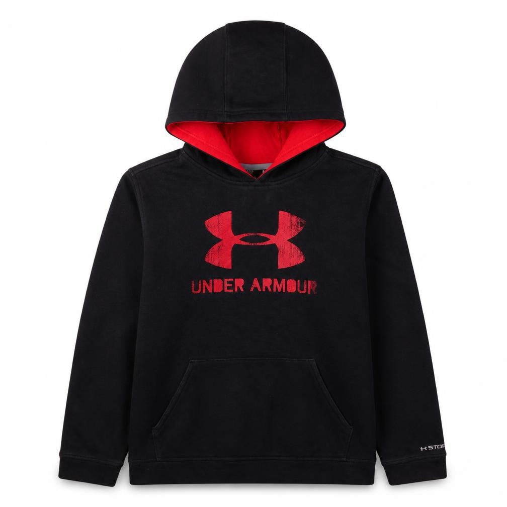 Under Armour Boys Black XL Pullover Hoodie with Red Logo