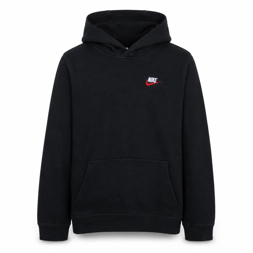 Front view of Nike boys’ black xl pullover hoodie sweatshirt fleece lined casual