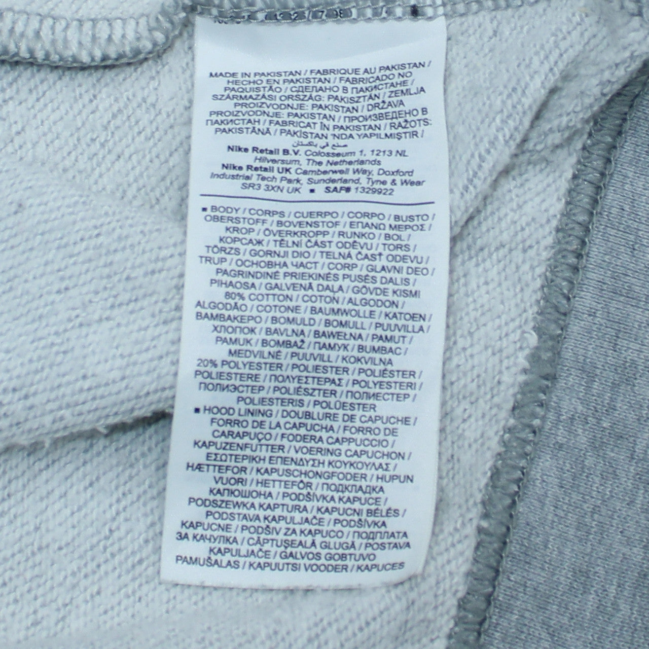 Mens UK Size S Nike Grey Pullover Hoodie