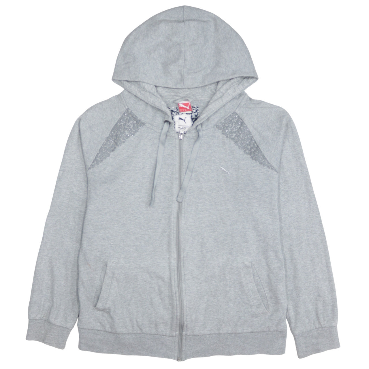 Womens UK Size XL PUMA Grey Full Zip Hoodie