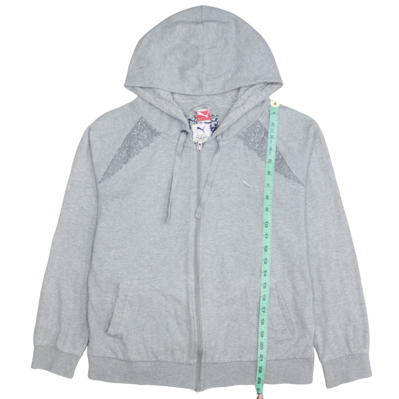 Womens UK Size XL PUMA Grey Full Zip Hoodie
