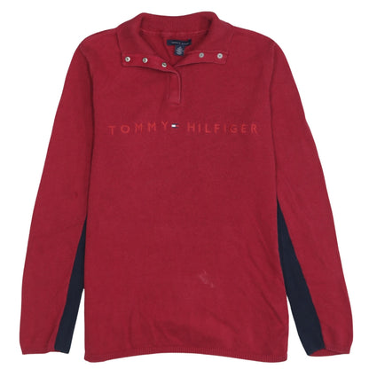 Mens UK Size M Tommy Hilfiger Red Henley Jumper