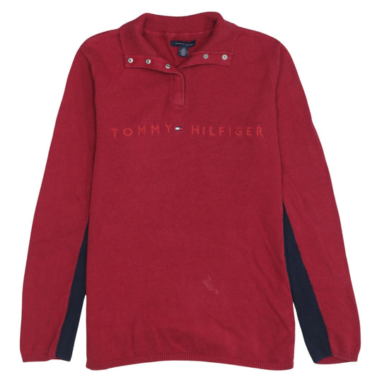 Mens UK Size M Tommy Hilfiger Red Henley Jumper