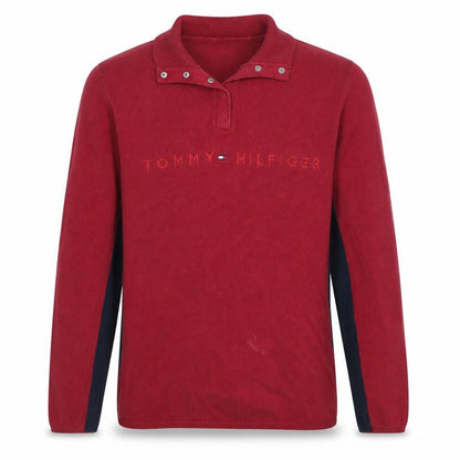 Mens UK Size M Tommy Hilfiger Red Henley Jumper